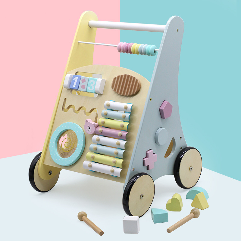 2021 Manufacturer Hot Sales Baby Toys Kids Activity Toy Wooden Push And Pull Learning Walker Multiple Function Children Toy 