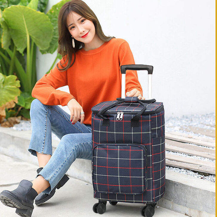 Household Aluminum Alloy Trolley Shopping Cart Elderly Shopping Trolley Universal Wheel Folding Trolley Aluminum Foil Insulation Bag