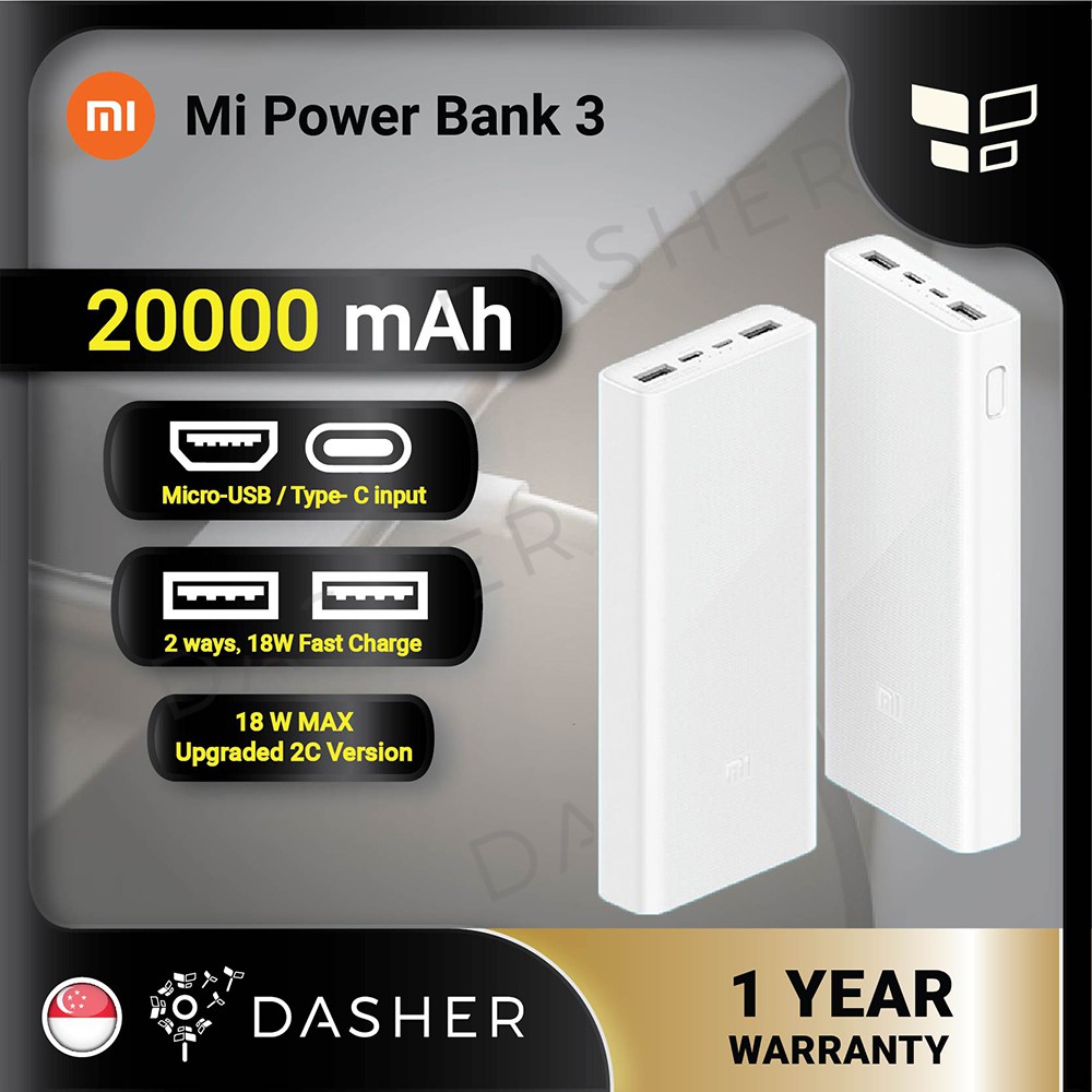 [NEW] Xiaomi Powerbank 3 PLM18ZM 20000mAh Upgrade 2C Version 18W Fast Charging 2020 New Dual USB Input Output Port Power Bank for Apple iPhone Huawei Oppo Vivo Samsung